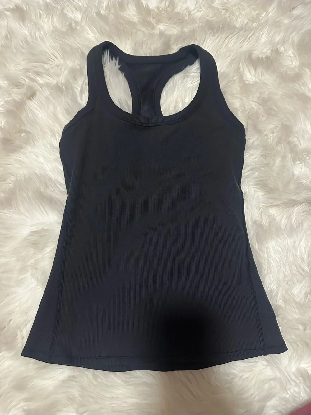 ALO Yoga Black ribbed Racerback Tank with Shelf Bra no padding